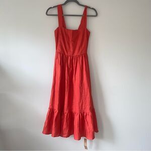 Reformation Red Orange Linen Midi Dress NWT size 0